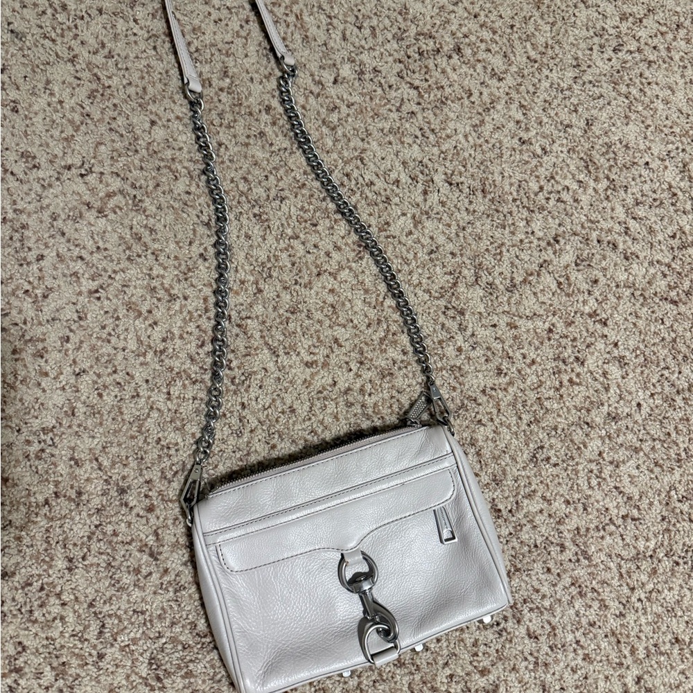 Rebecca Minkoff Cream Crossbody Bag with Silver Chain